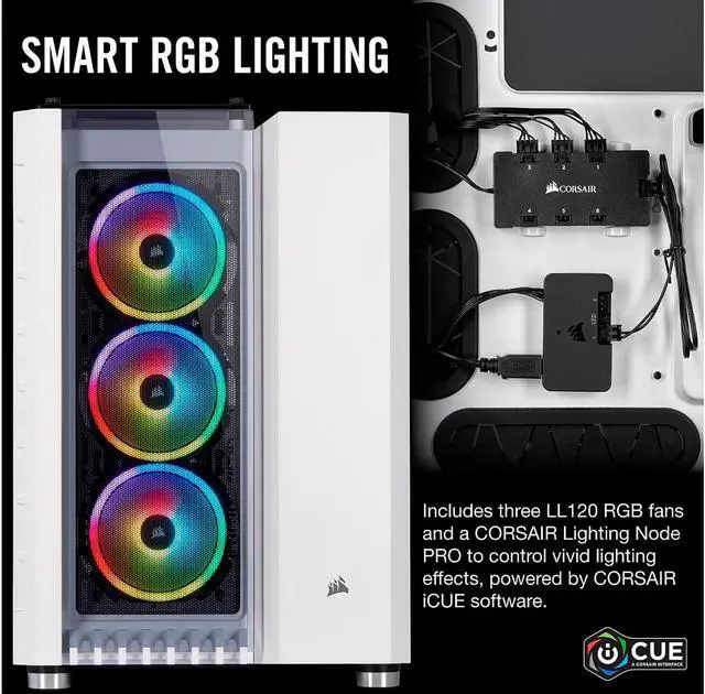 Alt view image 8 of 9 - Corsair Crystal Series 680X RGB CC-9011169-WW White Steel / Plastic High Airflow Tempered Glass ATX Smart Case