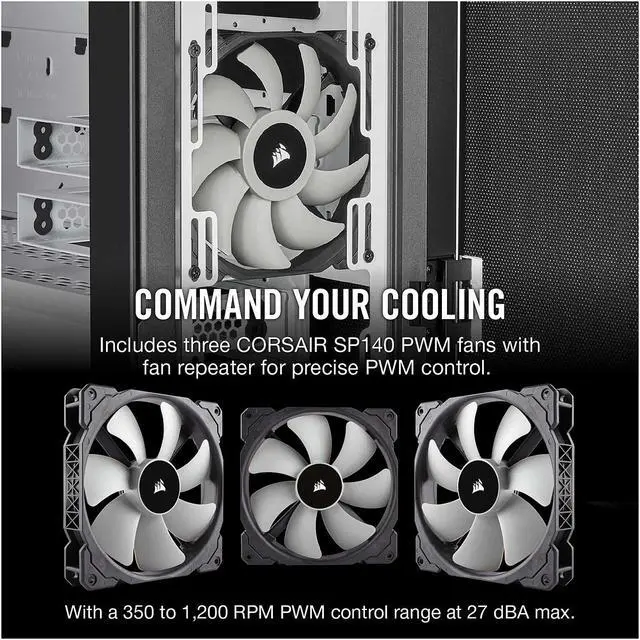 Alt view image 6 of 17 - Corsair Carbide Series 678C CC-9011170-WW White Steel / Plastic / Tempered Glass ATX Mid Tower Low Noise Tempered Glass ATX Case