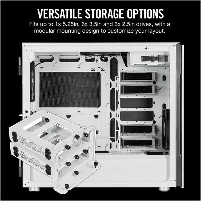 Alt view image 8 of 17 - Corsair Carbide Series 678C CC-9011170-WW White Steel / Plastic / Tempered Glass ATX Mid Tower Low Noise Tempered Glass ATX Case