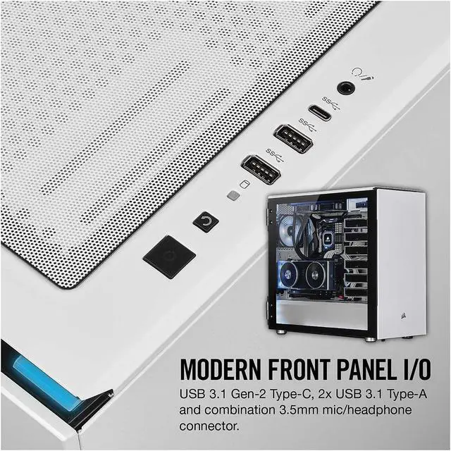 Alt view image 9 of 17 - Corsair Carbide Series 678C CC-9011170-WW White Steel / Plastic / Tempered Glass ATX Mid Tower Low Noise Tempered Glass ATX Case