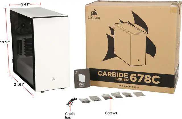Alt view image 17 of 17 - Corsair Carbide Series 678C CC-9011170-WW White Steel / Plastic / Tempered Glass ATX Mid Tower Low Noise Tempered Glass ATX Case