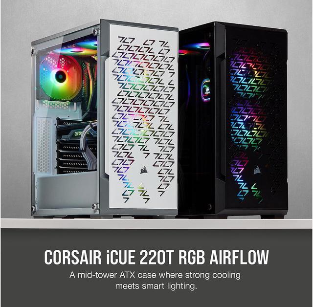 Alt view image 8 of 18 - Corsair iCUE 220T RGB Airflow CC-9011173-WW Black Steel / Plastic / Tempered Glass ATX Mid Tower Computer Case