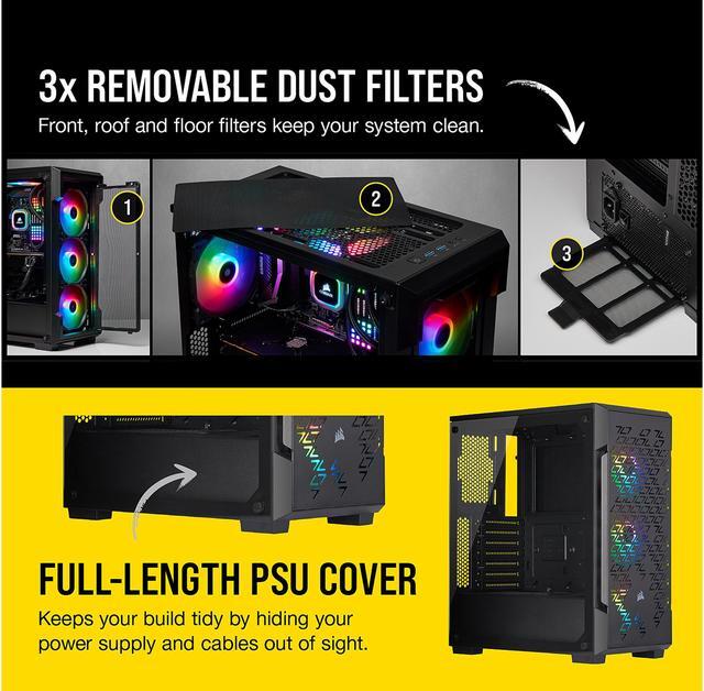 Alt view image 10 of 18 - Corsair iCUE 220T RGB Airflow CC-9011173-WW Black Steel / Plastic / Tempered Glass ATX Mid Tower Computer Case