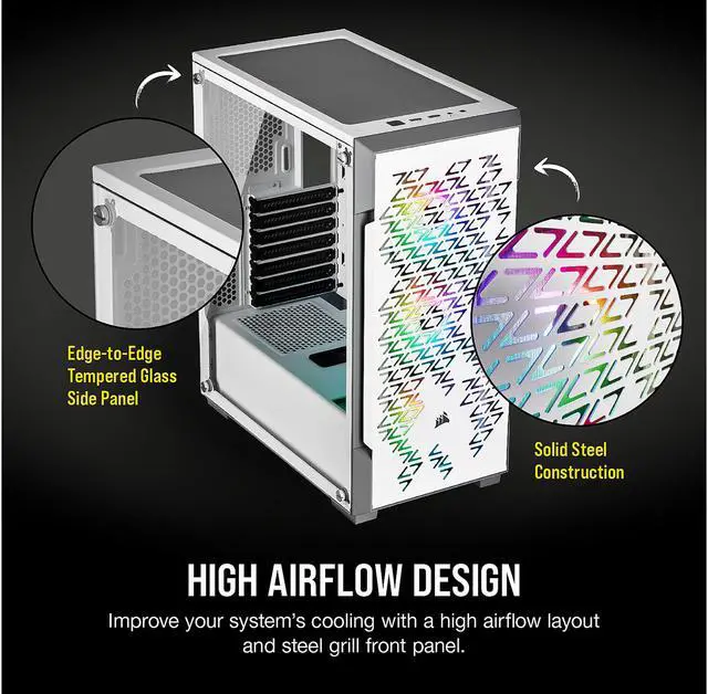 Alt view image 6 of 10 - Corsair iCUE 220T RGB Airflow CC-9011174-WW White Steel / Plastic / Tempered Glass ATX Mid Tower Computer Case