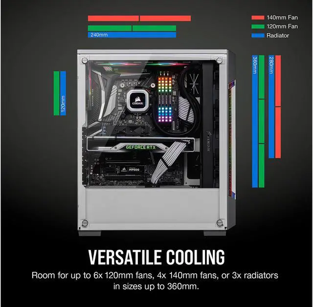 Alt view image 8 of 10 - Corsair iCUE 220T RGB Airflow CC-9011174-WW White Steel / Plastic / Tempered Glass ATX Mid Tower Computer Case
