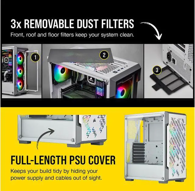 Alt view image 10 of 10 - Corsair iCUE 220T RGB Airflow CC-9011174-WW White Steel / Plastic / Tempered Glass ATX Mid Tower Computer Case