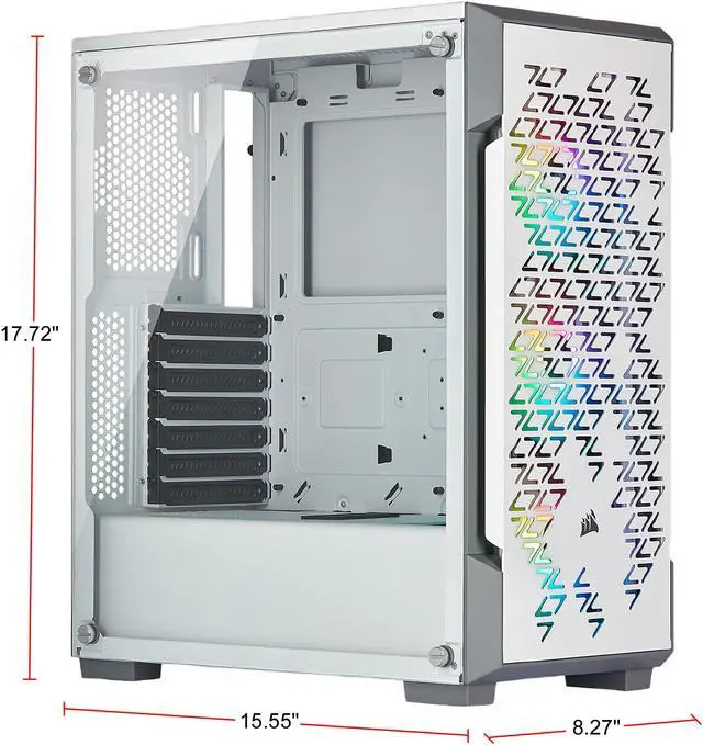 Alt view image 3 of 10 - Corsair iCUE 220T RGB Airflow CC-9011174-WW White Steel / Plastic / Tempered Glass ATX Mid Tower Computer Case