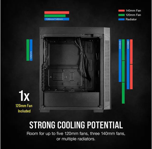 Alt view image 7 of 8 - Corsair Carbide Series 110R CC-9011183-WW Black Steel / Plastic / Tempered Glass ATX Mid Tower Computer Case