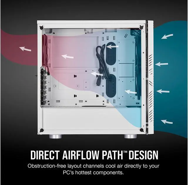 Alt view image 4 of 8 - Corsair 275R Airflow CC-9011182-WW White Steel / Plastic / Tempered Glass ATX Mid Tower Computer Case