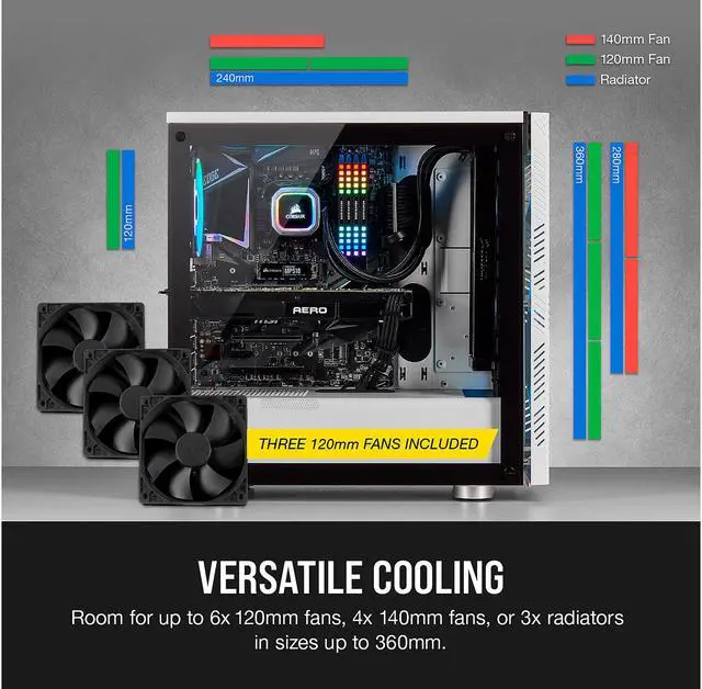 Alt view image 5 of 8 - Corsair 275R Airflow CC-9011182-WW White Steel / Plastic / Tempered Glass ATX Mid Tower Computer Case