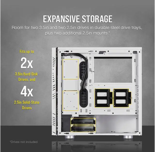 Alt view image 6 of 8 - Corsair 275R Airflow CC-9011182-WW White Steel / Plastic / Tempered Glass ATX Mid Tower Computer Case