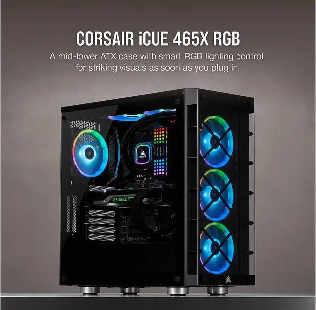 Alt view image 4 of 10 - Corsair Crystal iCUE 465X RGB CC-9011188-WW Black Steel / Plastic / Tempered Glass ATX Mid Tower Computer Case