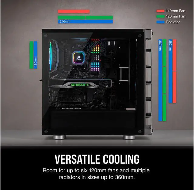 Alt view image 7 of 10 - Corsair Crystal iCUE 465X RGB CC-9011188-WW Black Steel / Plastic / Tempered Glass ATX Mid Tower Computer Case