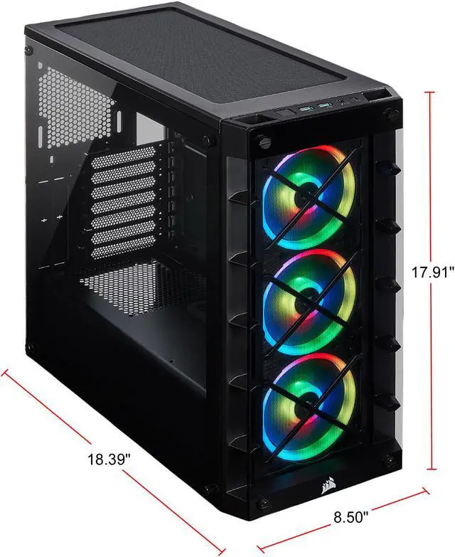 Alt view image 3 of 10 - Corsair Crystal iCUE 465X RGB CC-9011188-WW Black Steel / Plastic / Tempered Glass ATX Mid Tower Computer Case