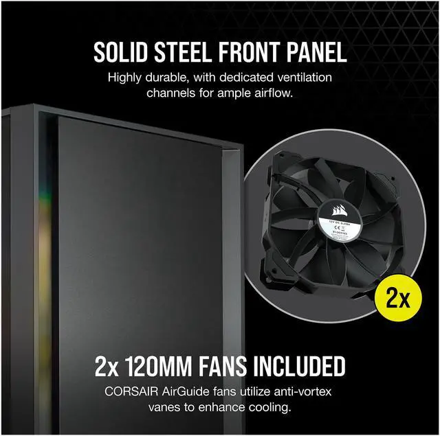 Alt view image 3 of 8 - Corsair 4000D CC-9011198-WW Black Steel / Plastic / Tempered Glass ATX Mid Tower Computer Case