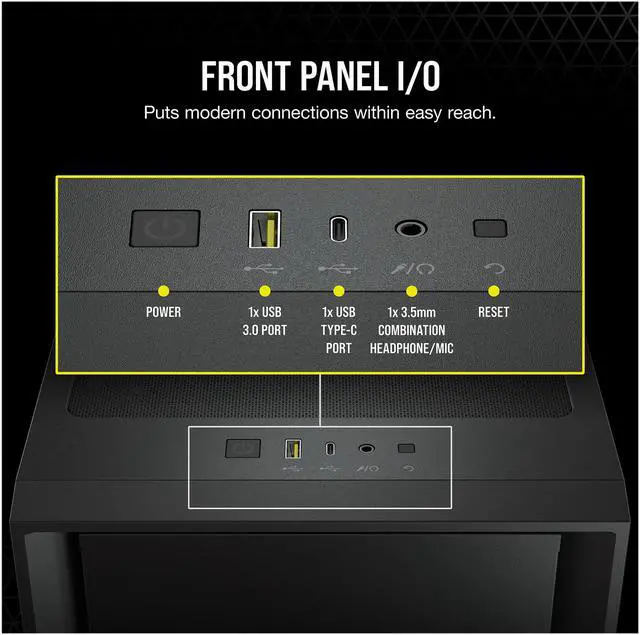 Alt view image 7 of 8 - Corsair 4000D CC-9011198-WW Black Steel / Plastic / Tempered Glass ATX Mid Tower Computer Case