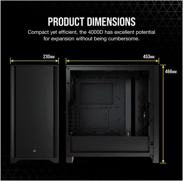Alt view image 8 of 8 - Corsair 4000D CC-9011198-WW Black Steel / Plastic / Tempered Glass ATX Mid Tower Computer Case