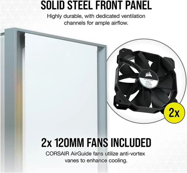 Alt view image 5 of 8 - Corsair 4000D CC-9011199-WW White Steel / Plastic / Tempered Glass ATX Mid Tower Computer Case