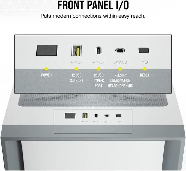 Alt view image 3 of 8 - Corsair 4000D CC-9011199-WW White Steel / Plastic / Tempered Glass ATX Mid Tower Computer Case