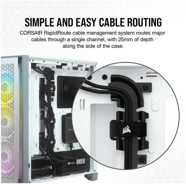 Alt view image 6 of 12 - Corsair 4000D Airflow CC-9011201-WW White Steel / Plastic / Tempered Glass ATX Mid Tower Computer Case