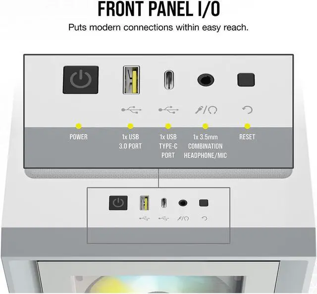 Alt view image 4 of 8 - Corsair iCUE 4000X RGB CC-9011205-WW White Steel / Plastic / Tempered Glass ATX Mid Tower Computer Case