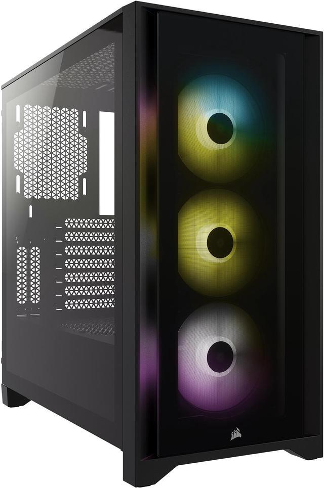 Corsair iCUE 4000X RGB Tempered Glass ATX Mid-Tower Computer Case - Black -  Micro Center