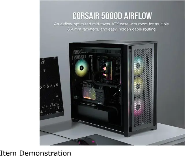 Alt view image 3 of 10 - Corsair 5000D Airflow Tempered Glass Mid-Tower ATX PC Case, Black, CC-9011210-WW