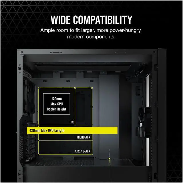 Alt view image 10 of 10 - Corsair 5000D Airflow Tempered Glass Mid-Tower ATX PC Case, Black, CC-9011210-WW
