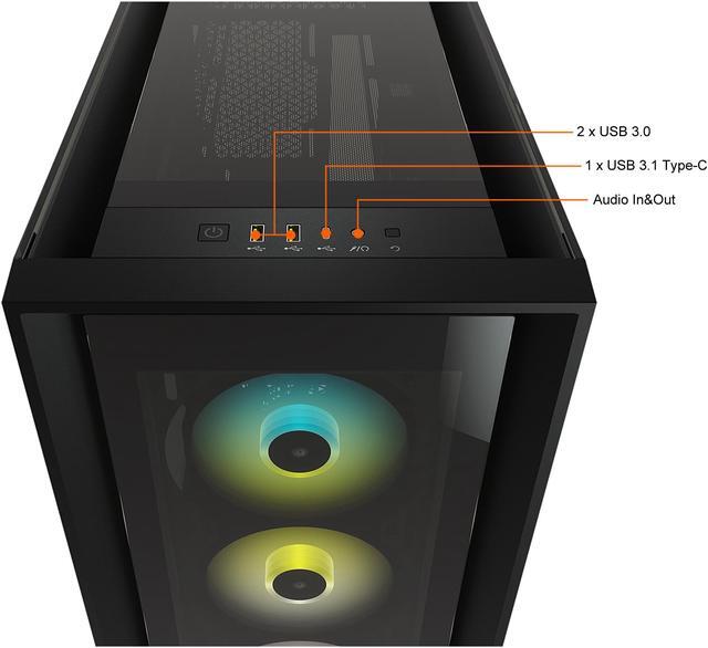 Alt view image 7 of 20 - Corsair iCUE 5000X RGB Tempered Glass Mid-Tower ATX PC Smart Case, Black, CC-9011212-WW