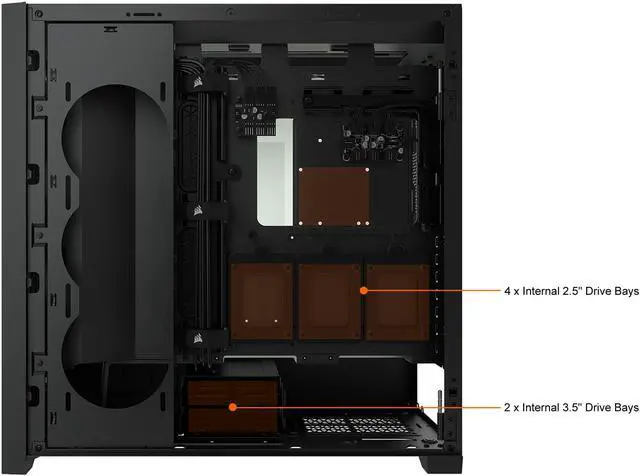 Alt view image 10 of 20 - Corsair iCUE 5000X RGB Tempered Glass Mid-Tower ATX PC Smart Case, Black, CC-9011212-WW