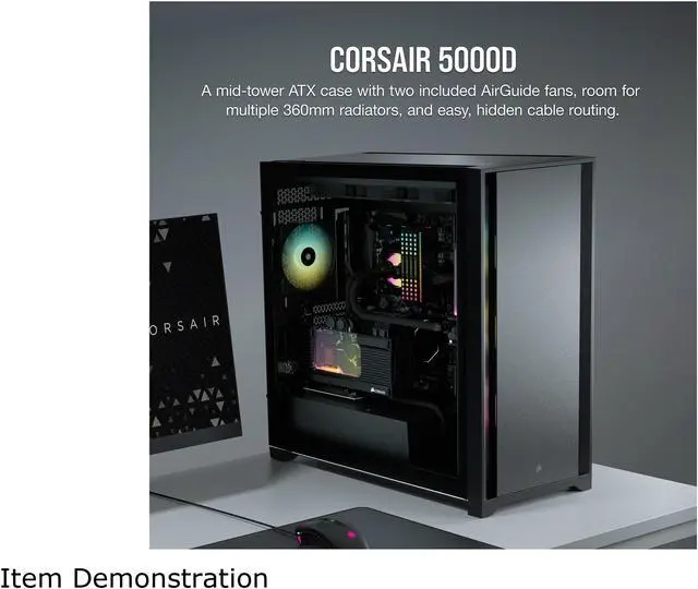 Alt view image 3 of 10 - CORSAIR 5000D Tempered Glass Mid-Tower ATX PC Case, Black, CC-9011208-WW