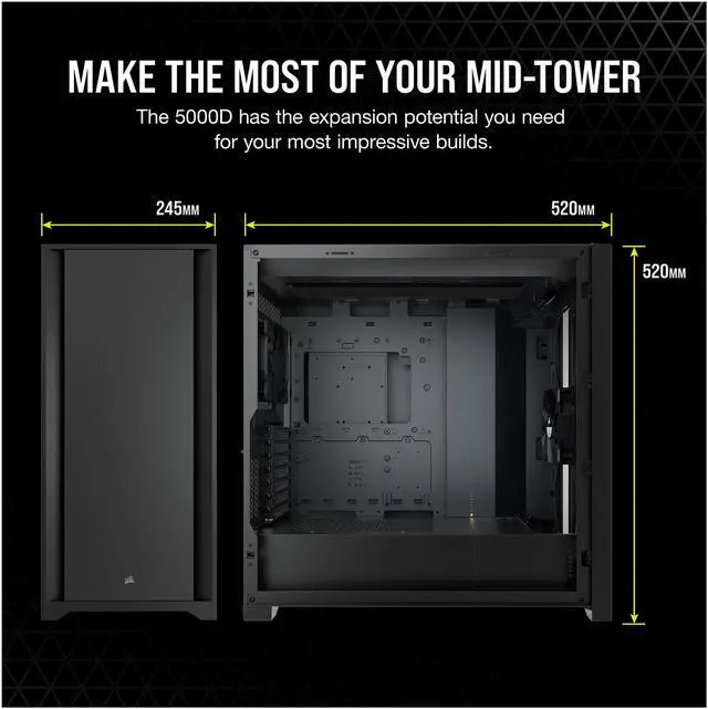 Alt view image 4 of 10 - CORSAIR 5000D Tempered Glass Mid-Tower ATX PC Case, Black, CC-9011208-WW