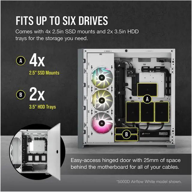 Alt view image 8 of 10 - CORSAIR 5000D Tempered Glass Mid-Tower ATX PC Case, Black, CC-9011208-WW