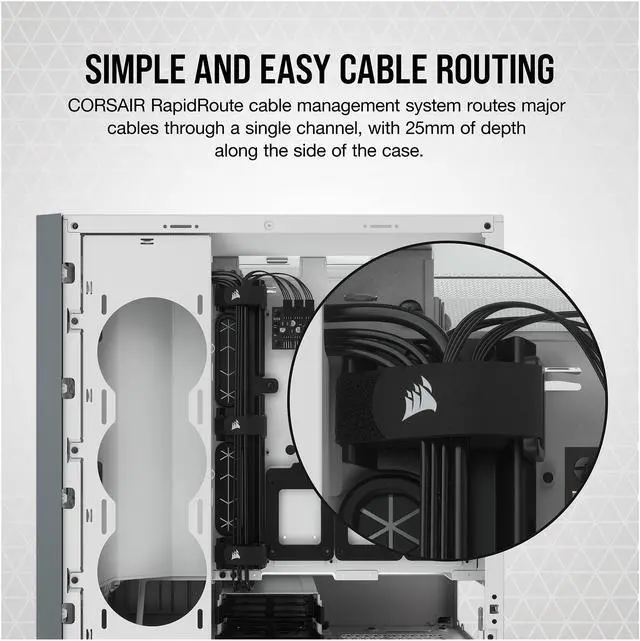 Alt view image 7 of 10 - CORSAIR iCUE 5000X RGB Tempered Glass Mid-Tower ATX PC Smart Case, White, CC-9011213-WW