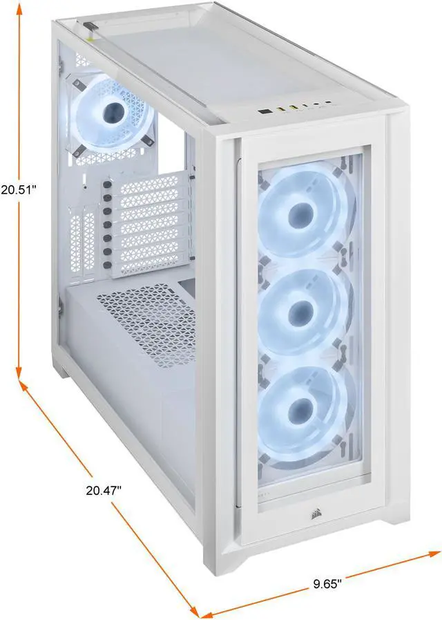 Alt view image 6 of 20 - Corsair iCUE 5000X RGB QL Edition CC-9011233-WW White Steel / Plastic / Tempered Glass ATX Mid Tower Computer Case
