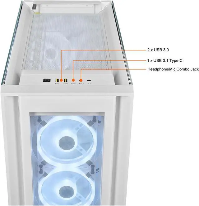 Alt view image 5 of 20 - Corsair iCUE 5000X RGB QL Edition CC-9011233-WW White Steel / Plastic / Tempered Glass ATX Mid Tower Computer Case