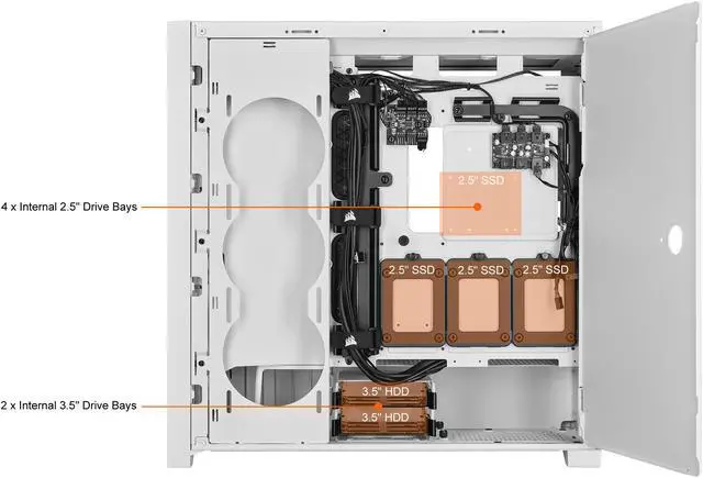 Alt view image 16 of 20 - Corsair iCUE 5000X RGB QL Edition CC-9011233-WW White Steel / Plastic / Tempered Glass ATX Mid Tower Computer Case