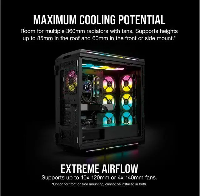 Alt view image 6 of 10 - Corsair iCUE 5000T RGB CC-9011230-WW Black Steel / Plastic / Tempered Glass ATX Mid Tower Computer Case