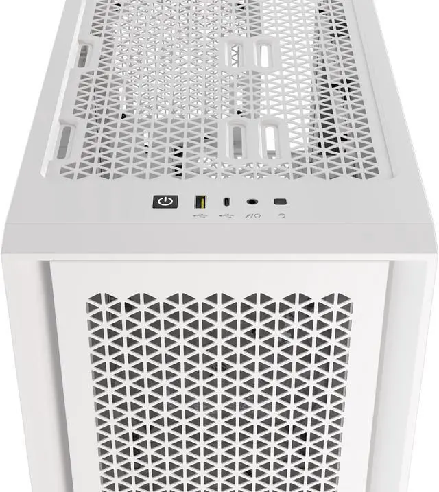 Alt view image 4 of 20 - CORSAIR iCUE 4000D RGB AIRFLOW Mid-Tower Case, True White - 3x AF120 RGB ELITE White Fans - iCUE Lighting Node PRO Controller - High-airflow Design