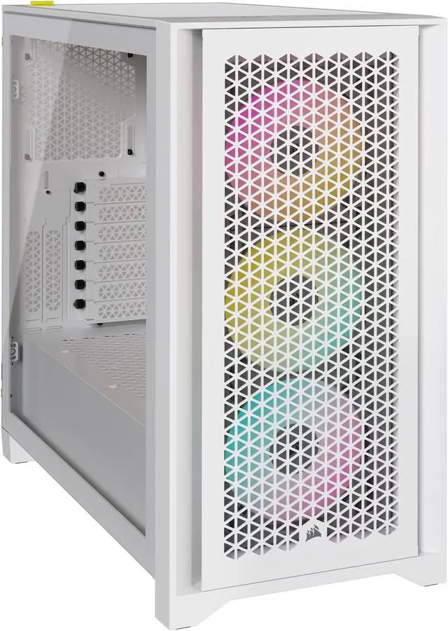 Alt view image 6 of 20 - CORSAIR iCUE 4000D RGB AIRFLOW Mid-Tower Case, True White - 3x AF120 RGB ELITE White Fans - iCUE Lighting Node PRO Controller - High-airflow Design