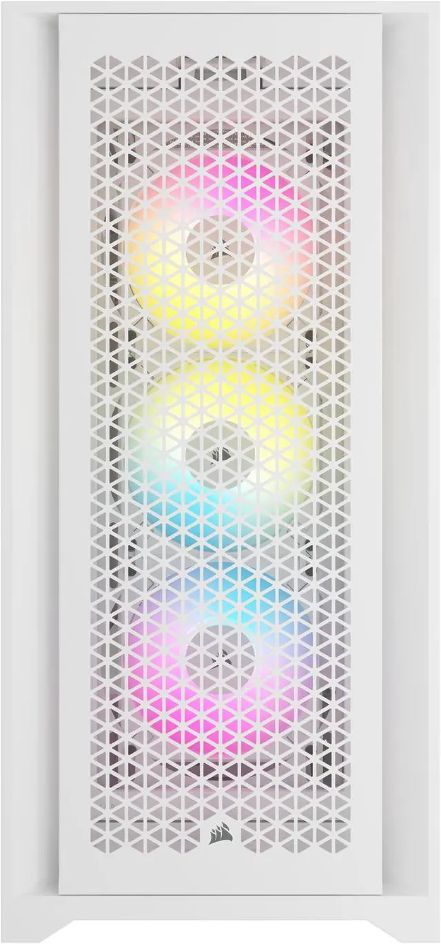 Alt view image 2 of 20 - CORSAIR iCUE 5000D RGB AIRFLOW Mid-Tower Case, True White - 3x AF120 RGB ELITE - White Fans - iCUE Lighting Node PRO Controller - High-airflow Design