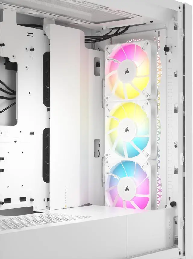 Alt view image 14 of 20 - CORSAIR iCUE 5000D RGB AIRFLOW Mid-Tower Case, True White - 3x AF120 RGB ELITE - White Fans - iCUE Lighting Node PRO Controller - High-airflow Design