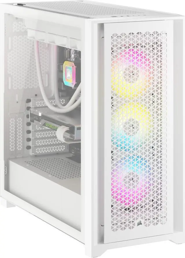 Alt view image 18 of 20 - CORSAIR iCUE 5000D RGB AIRFLOW Mid-Tower Case, True White - 3x AF120 RGB ELITE - White Fans - iCUE Lighting Node PRO Controller - High-airflow Design