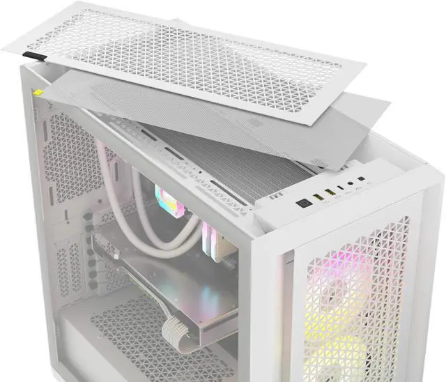 Alt view image 20 of 20 - CORSAIR iCUE 5000D RGB AIRFLOW Mid-Tower Case, True White - 3x AF120 RGB ELITE - White Fans - iCUE Lighting Node PRO Controller - High-airflow Design