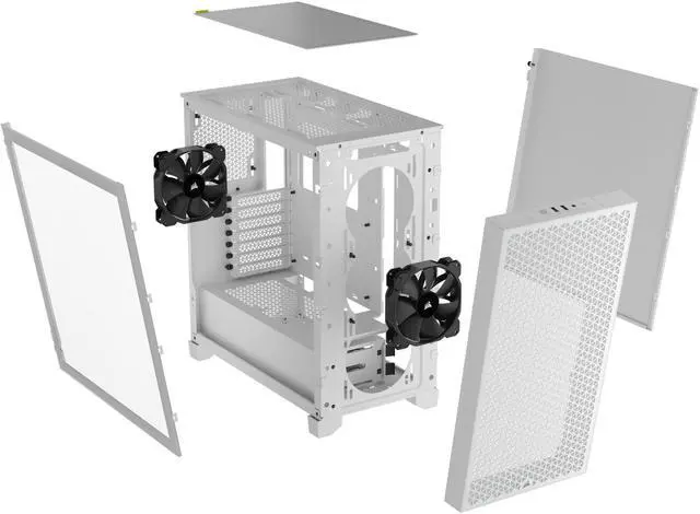 Alt view image 10 of 10 - CORSAIR 3000D AIRFLOW Mid-Tower PC Case - White - 2x SP120 ELITE Fans - Four-Slot GPU Support – Fits up to 8x 120mm fans - High-Airflow Design