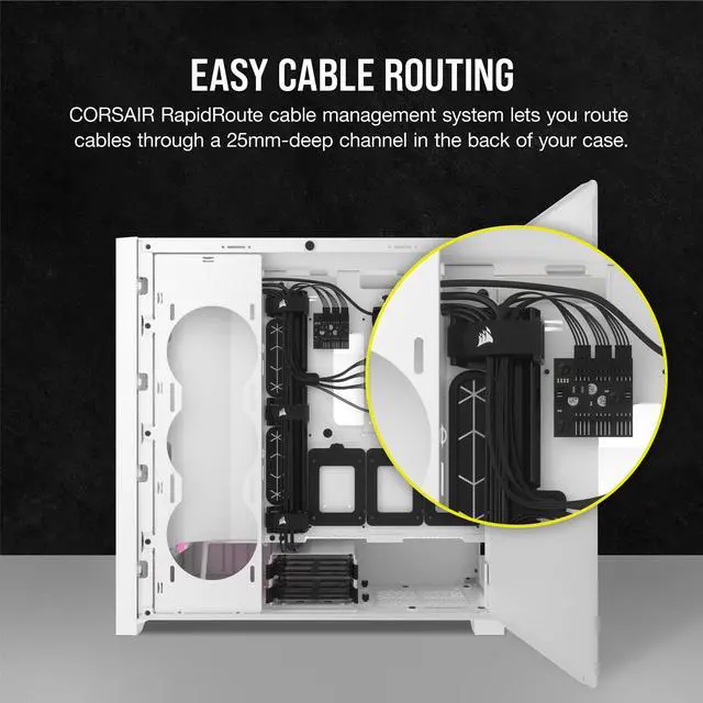 Alt view image 4 of 6 - CORSAIR iCUE 5000D RGB AIRFLOW Mid-Tower Case, True White - 4x AF120 RGB ELITE - White Fans - iCUE Lighting Node PRO Controller - High-airflow Design