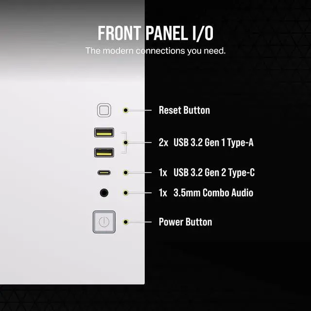 Alt view image 8 of 8 - CORSAIR 2500D AIRFLOW Micro ATX Dual Chamber PC Case – White – Fully Mesh Front, Side, and Roof Panels – Fits up to 11x 120mm fans – 4x AIO Radiator Mounting Positions