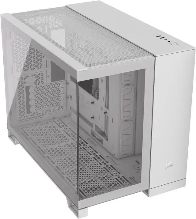 Alt view image 18 of 18 - CORSAIR 2500X Micro ATX Dual Chamber PC Case –White – Tempered Glass Front Panels – Fits up to 9x 120mm fans – 3x Radiator Mounting Positions – Highly Customizable