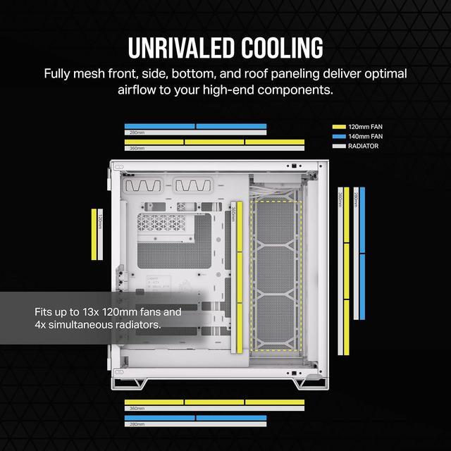 Alt view image 9 of 8 - CORSAIR 6500D AIRFLOW Mid-Tower ATX Dual Chamber PC Case – Tempered Glass – Reverse Connection Motherboard Compatible – No Fans Included – White