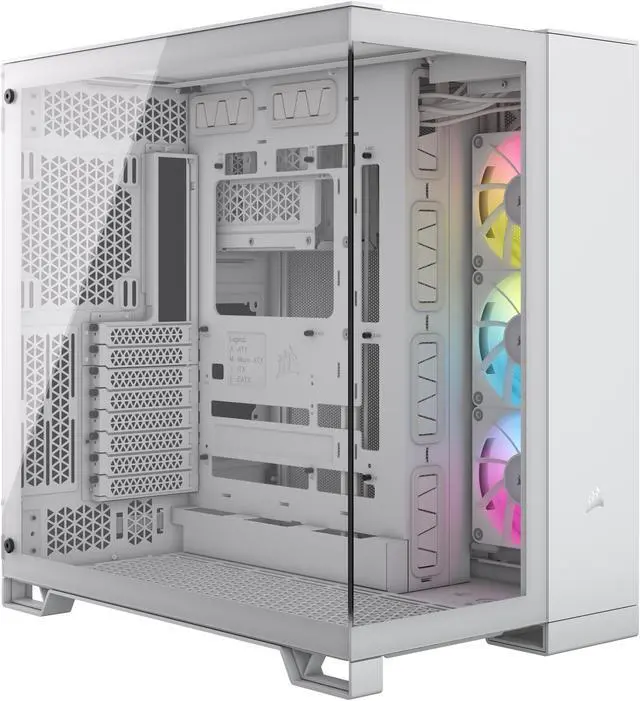 Main image of CORSAIR iCUE LINK 6500X RGB Mid-Tower Dual Chamber PC Case – White – Two Tempered Glass Panels – 3x  RX120 RGB Fans Included